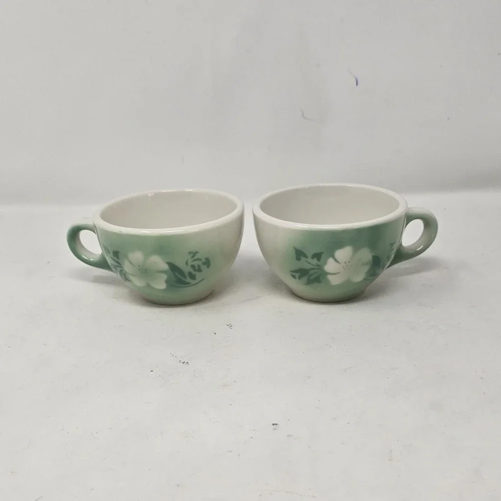 Vtg Syracuse china‎ Millbrook airbrush flower coffee cup cottagecore set of 2